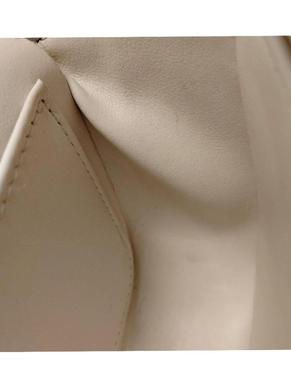 Authentic Celine Triomphe Small Shoulder Bag White Leather Gold Logo Crossbody - Picture 12 of 16